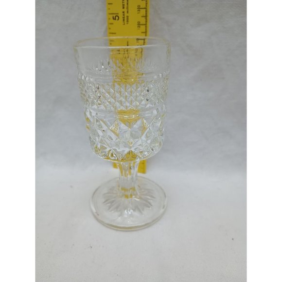 WEXFORD Glass Diamond Cut Design Juice Wine Water Stem Goblet - Picture 1 of 4